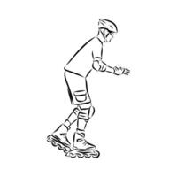 roller skating boy sketch vector