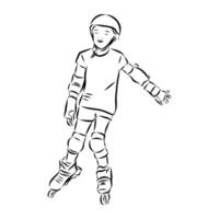 A boy on roller skates drawing vector