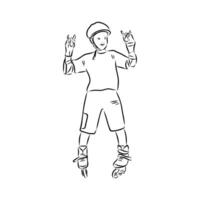 A boy's roller skating drawing vector