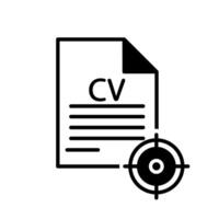 CV icon, concept illustration, outline symbol, flat sign, linear symbol. vector