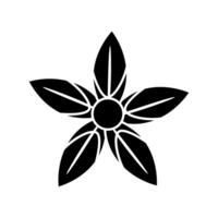 Cute flower with leafs decorative icon thick line illustration design vector