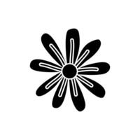 Flower icon over white background, silhouette style, illustraction design vector