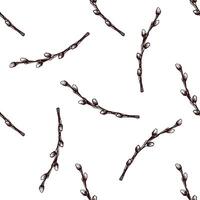 Hand drawn seamless pattern of willow branches for Easter vector