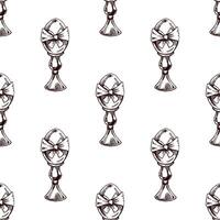 Hand drawn vintage seamless pattern of Easter eggs in egg cups vector