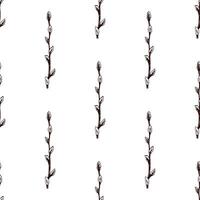 Hand drawn vintage seamless pattern of willow branches for Easter vector