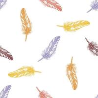 Seamless pattern with colorful hand drawn feathers vector