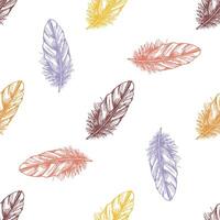 Seamless pattern with colorful vintage feathers vector