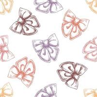Seamless pattern with colorful hand drawn vintage bows vector