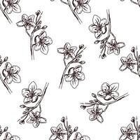 Hand drawn vintage seamless pattern of blooming branches for Easter vector