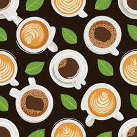 top view coffee background on dark background vector