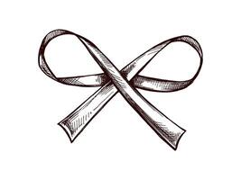 Hand drawn vintage sketch of a decorative ribbon with loops vector