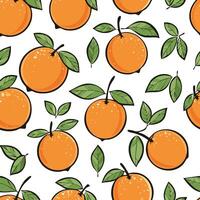 oranges and leaves with black border seamless pattern vector