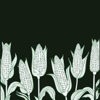 hand drawn style corn stalks with copy space vector