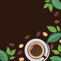 coffee illustration with copy space at side and dark background vector