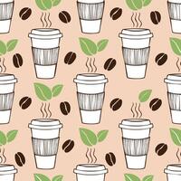 hand drawn style coffee pattern on light background vector