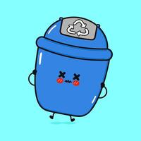 Angry Recycling Bin. Sad and Distressed Trash Can Character vector