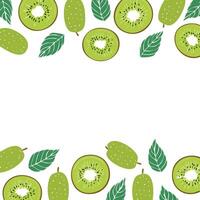 kiwi and leaves pattern with copy space vector