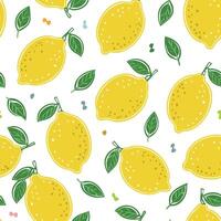 seamless hand drawn style lemon pattern vector