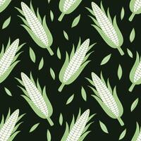 green corn seamless pattern on dark background vector