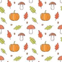 hand drawn style seamless autumn pattern vector