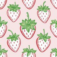 hand drawn style seamless strawberry pattern on light background vector