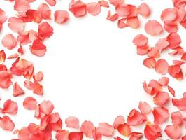 Abstract sakura petals arrangement on white background for spring design photo