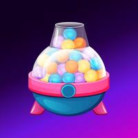 Cartoon candy machine for your game UI-match3, puzzle or Bubble Shooter. Bubblegum dispenser icon vector