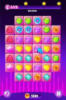 Match3 Candy Puzzle Game Screen, Candy themed. UI game, buttons and set of colored candys vector