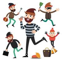 Funny Cartoon Thief in Multiple Action Scenes vector
