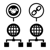 Business Network Icon Set Corporate Connection Symbols vector
