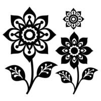 Artistic Flower and Leaf Silhouette Design vector