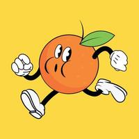 An orange character running with one leg up vector