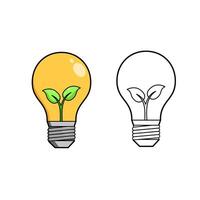 Plantlet inside lightbulb for Concept green energy environment vector