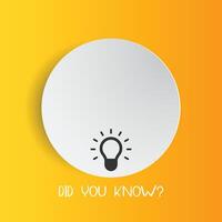did you know with hanging bulb. Did you know banner for education, business vector