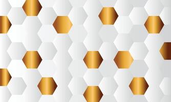 Gold and white honey hexagonal cells texture. Mosaic or speaker fabric shape pattern. Technology concept. Honeyed comb grid texture and geometric hive hexagonal honeycombs. vector