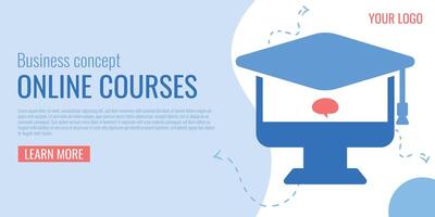 Online courses, distance education, global education flat illustration concepts set. Flat design graphics for web sites, web banners, printed materials, templates, infographics. vector