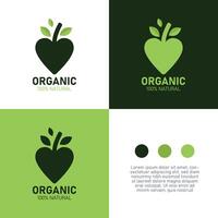 apple logo with love Heart Inside and leaf icon Design Symbol Illustration in trendy colorful linear line style vector