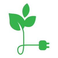 Ecology and Fan Concept. Eco Plug with Leaves icon - Green Energy concept creative sign vector