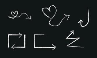 Arrow chalk set. hand drawn arrows vector