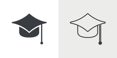 Graduation hat cap line art icon for education apps and websites vector