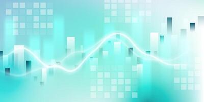 Abstract stock chart background with blue and white lights vector