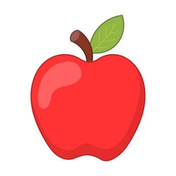 un manzana con un hoja en eso vector