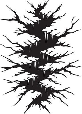 Crack fractures on floor or wall silhouette art illustration