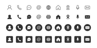 Set of contact us icons. Web icon set. Contact information icons for business cards. Website internet different icons vector