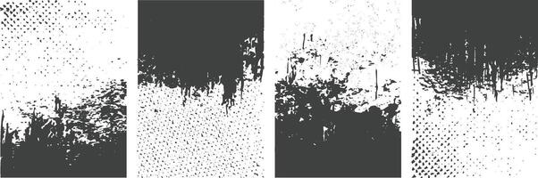 Set of distressed overlay grunge banner background with black color vector