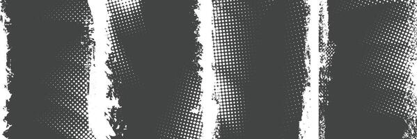 Collection of black color distressed overlay grunge and halftone frame background vector