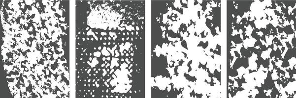 Collection of black distressed overlay grunge texture background vector