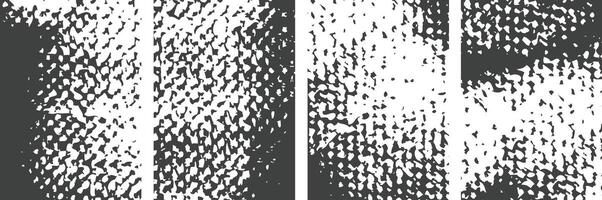 Black Distressed overlay grunge texture backgrounds set vector