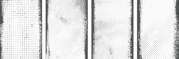 Black color distressed overlay grunge frame backgrounds set vector