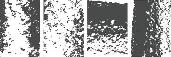 Set of Black Distressed overlay grunge texture backgrounds vector